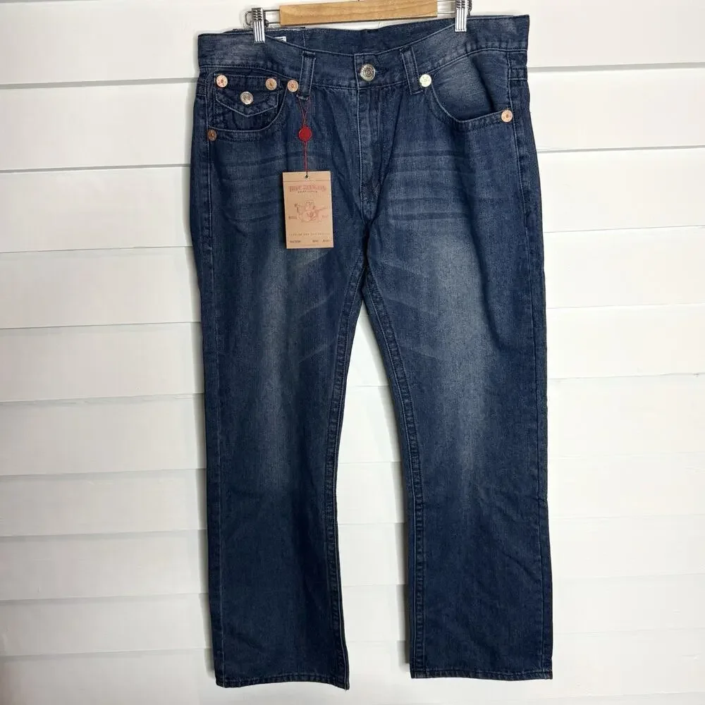 TRUE RELIGION BILLY SUPER T Big Flap Bootcut Relaxed Men's Jeans 40 x 33 NWT